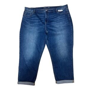 Old Navy NEW Mid-Rise Wow Boyfriend Jeans Womens Size 24‎ Dark Wash Cuffed Denim